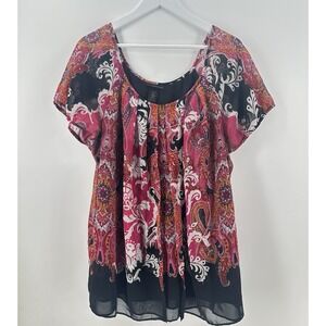 Venezia Womens Babydoll Y2K Top Stretch Sz 18/20 Cream Lace Short Sleeve AD21‎
